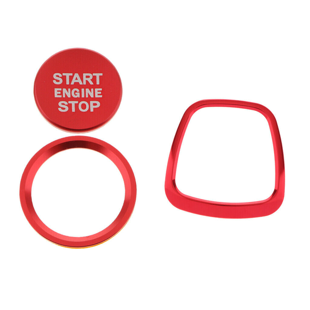 3pcs Full Trim Engine Start Stop Button Red  Chrome Cover for Audi Red