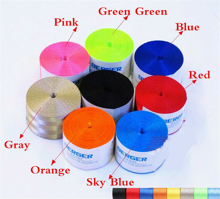 3.6M Seat Belt Blue Polyeste Fiber Seat Lap Retractable Car Safety Strap