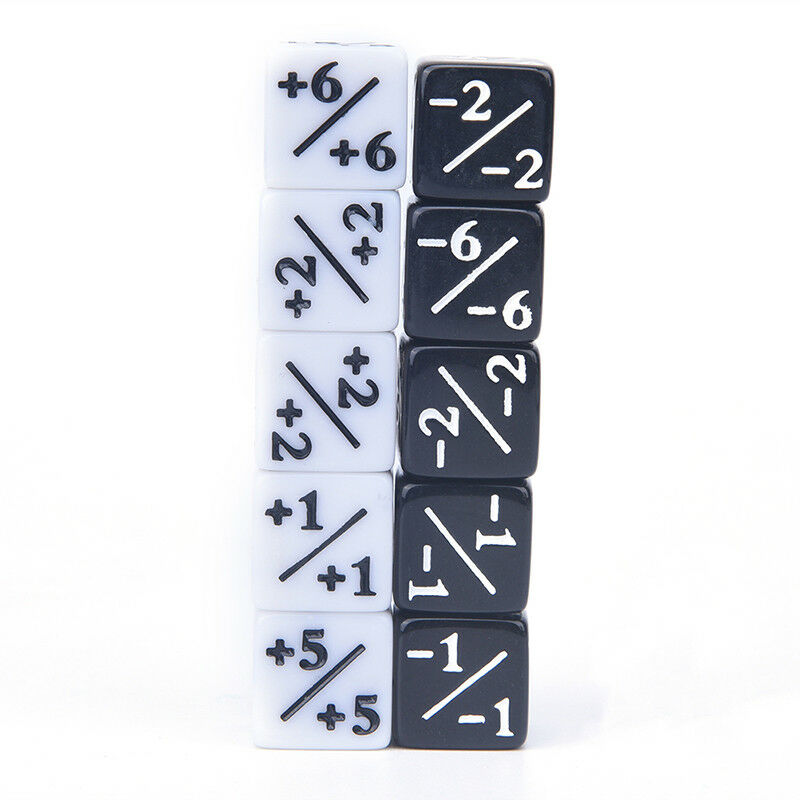 10x Dice Counters 5 Positive +1/+1 & 5 Negative -1/-1 For Gathering Table WGJ Lt