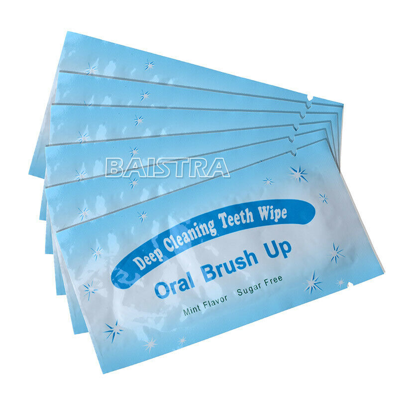 30X Dental Orthodontic Teeth Brush Up Wipes Oral Deep Cleaning Finger Clean Blue