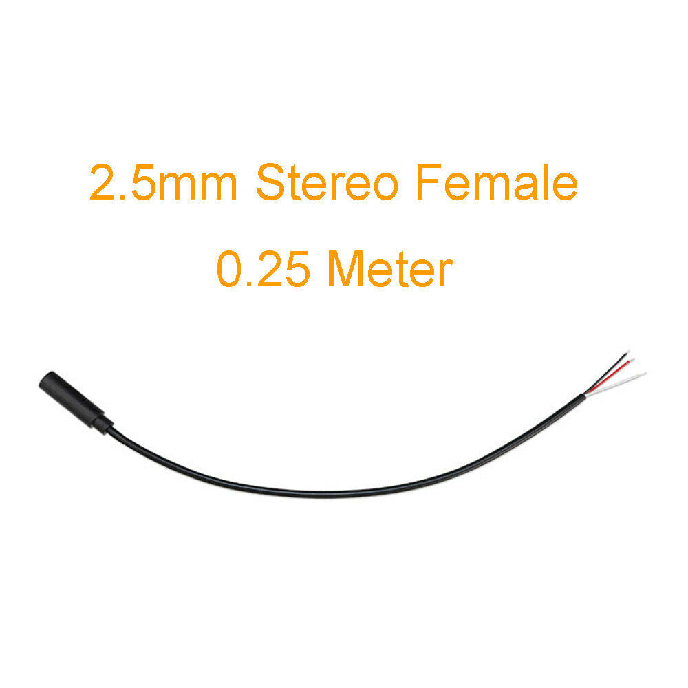 50pcs 2.5mm Female Jack Stereo Audio AUX Cord 3P Wire DIY Pigtail 25cm 1Ft Cable
