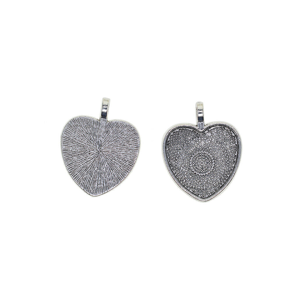20Set Heart Blank Cabochon Trays Charms Earrings Jewelry Making Findings