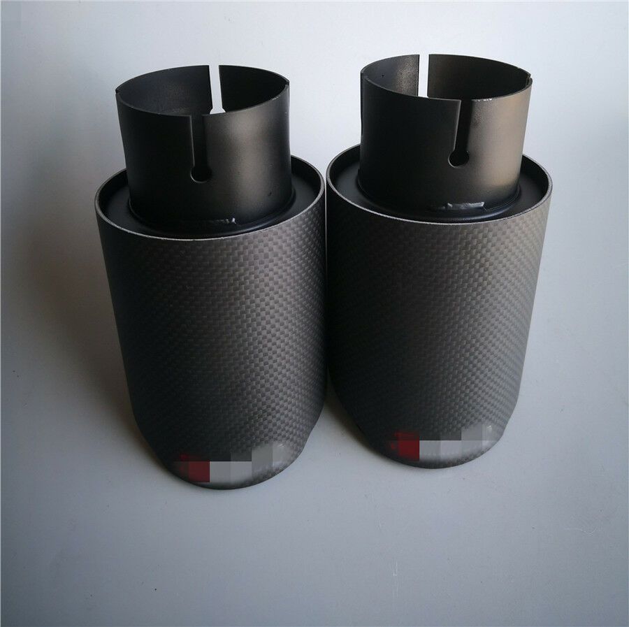 1x Real Carbon Fiber Auto Car Exhaust Pipe Tail Muffler End Tip 63mm In-89mm Out