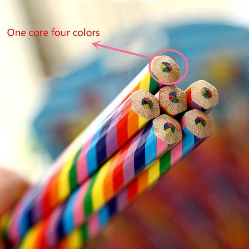 4 PCS Rainbow Pencil Pencil Student Pencil Rainbow Pencil DIY Painting Drawing
