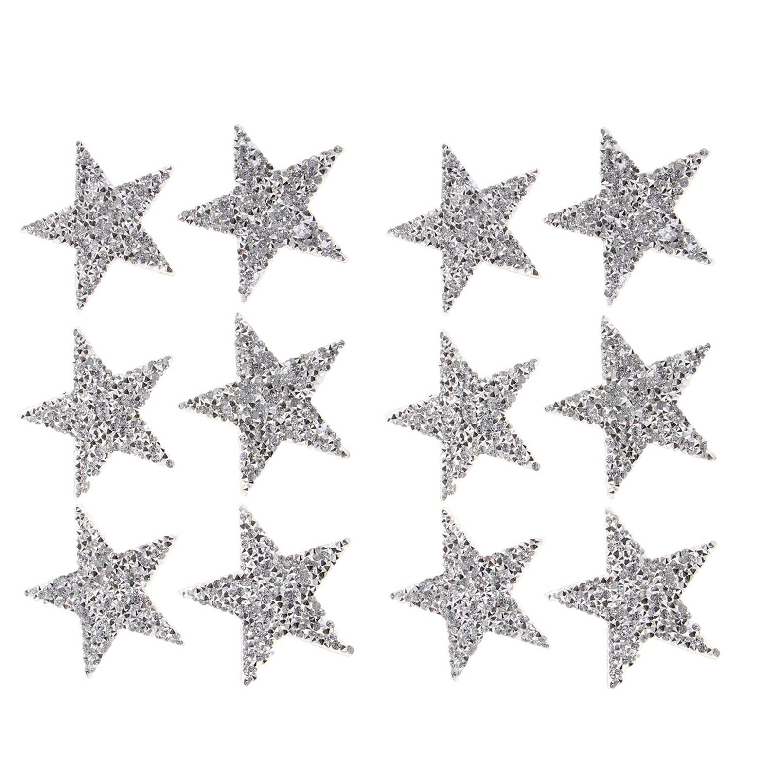 Pack of 12 5&6cm Star Iron on Crystal Patches for Backpack Sweater Decor