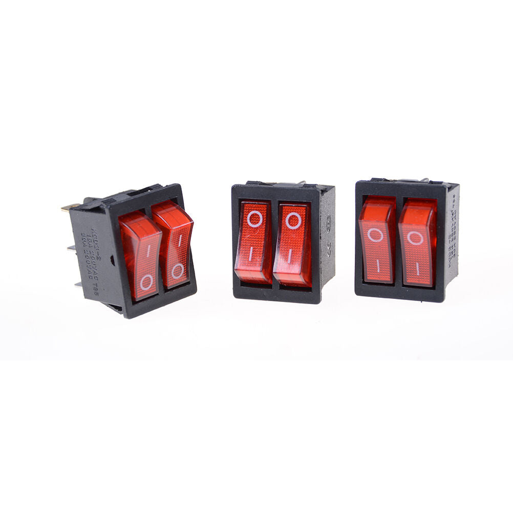 Double Boat Rocker Switch 6 Pin On-Off With Red Light 16A 125VA.l8