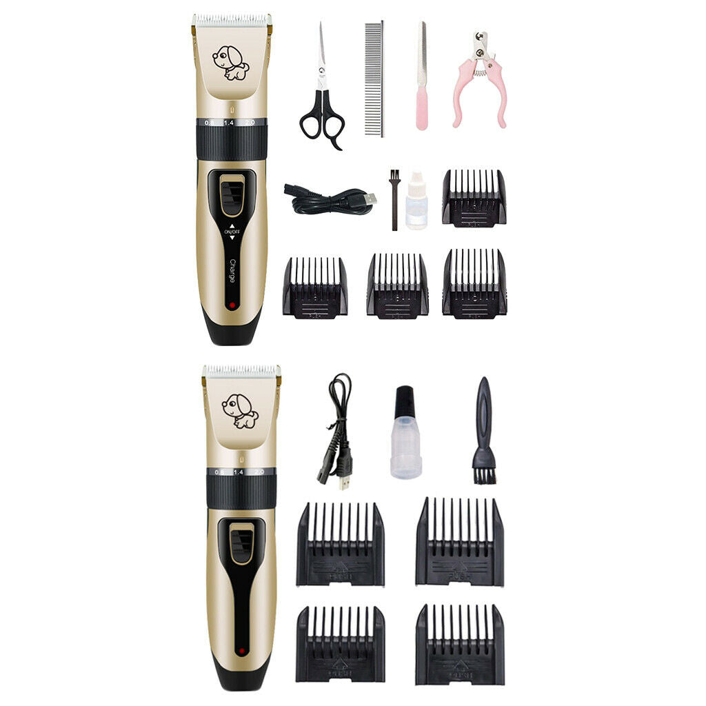 2 Set Low Noise Dog Shaver Clippers USB Dog Hair Trimmer 5-gear Blades
