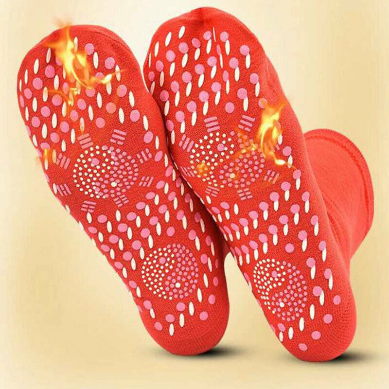 Socks Yoga Auto-Chauffantes Magnetic Unisex - Red Color - New