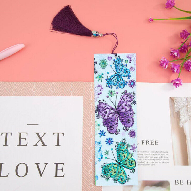 1pc Diamond Painting Colorful butterfly Bookmark Diamond Embroidery Cra.l8