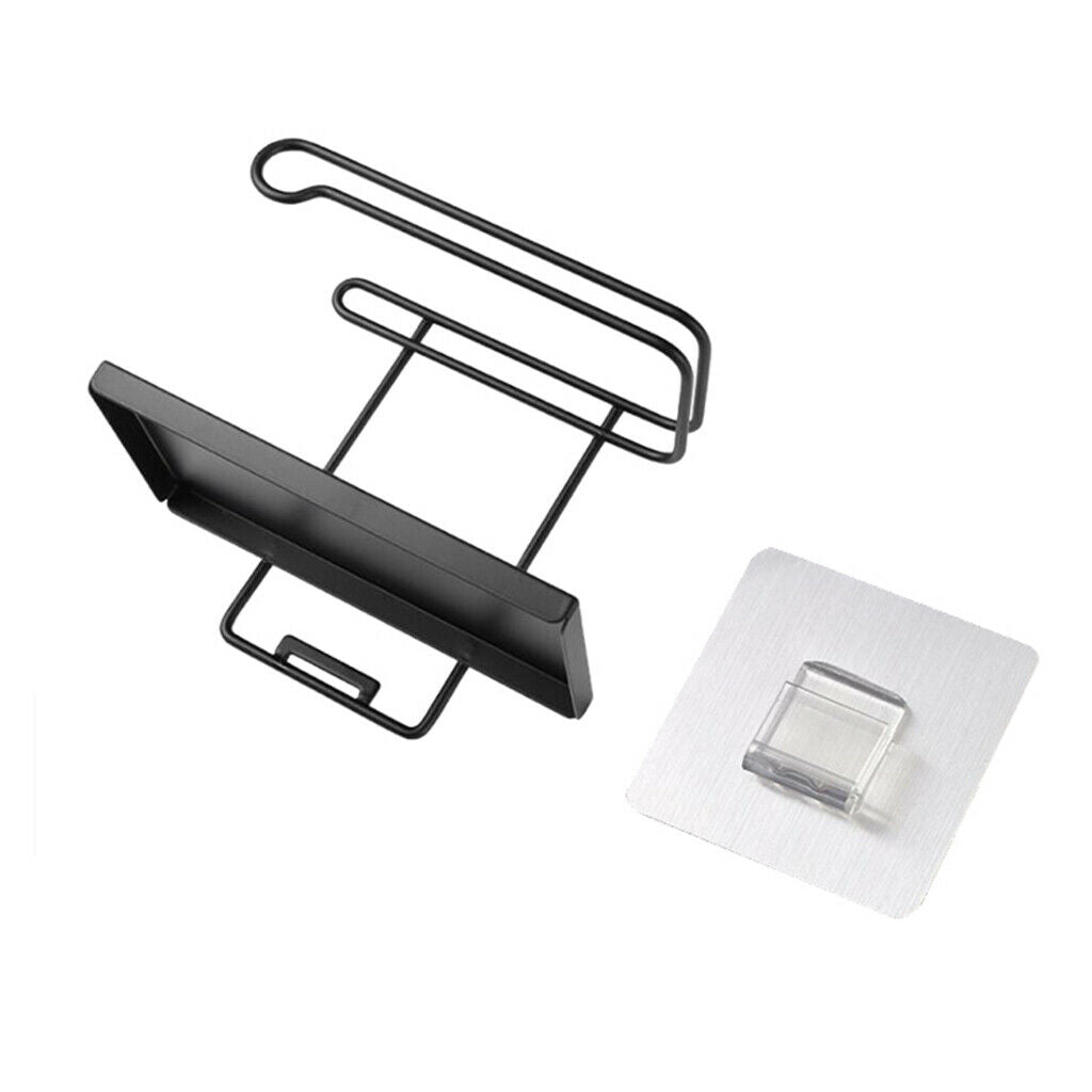 Wall Mounted Kitchen Shelf Bathroom Iron Toilet Roll Storage Rack Black
