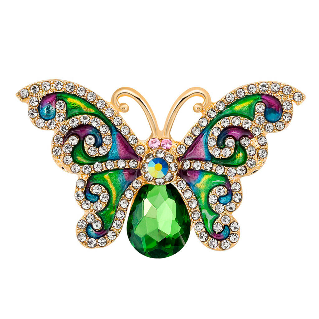 Fancy Rhinestone Butterfly Collar Pin Brooch Jewelry Dress Hat Badge
