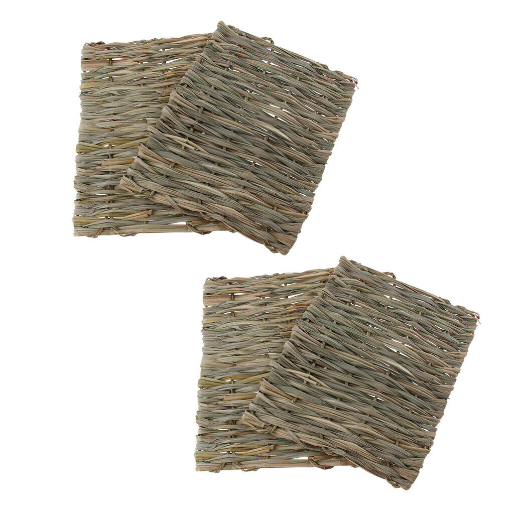 4pcs Straw Woven Rabbit Small Pet Mat Hamster Mouse Natural Hay Bedding Petate