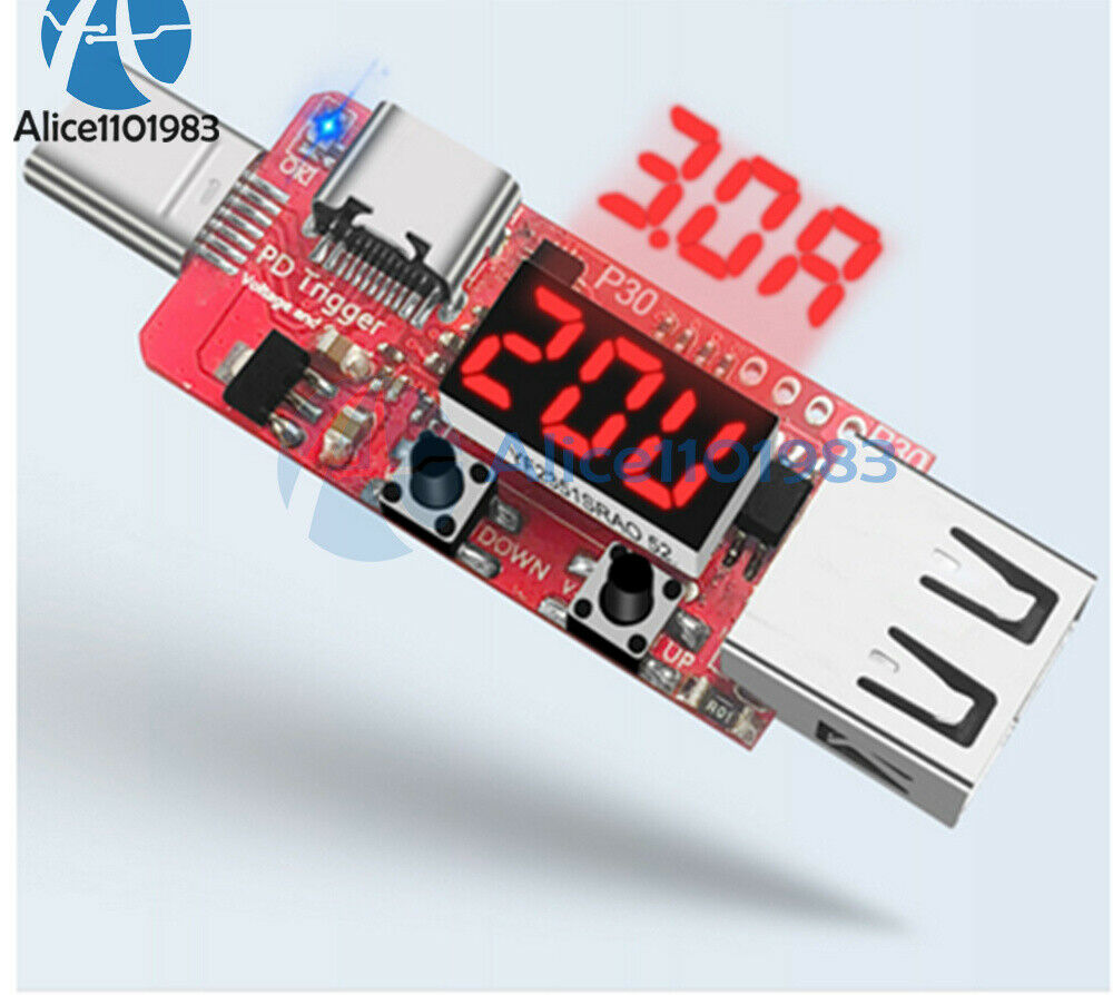 Type-C Fast Charge Digital Display Voltmeter Ammeter Trigger Detector USB PD3.0