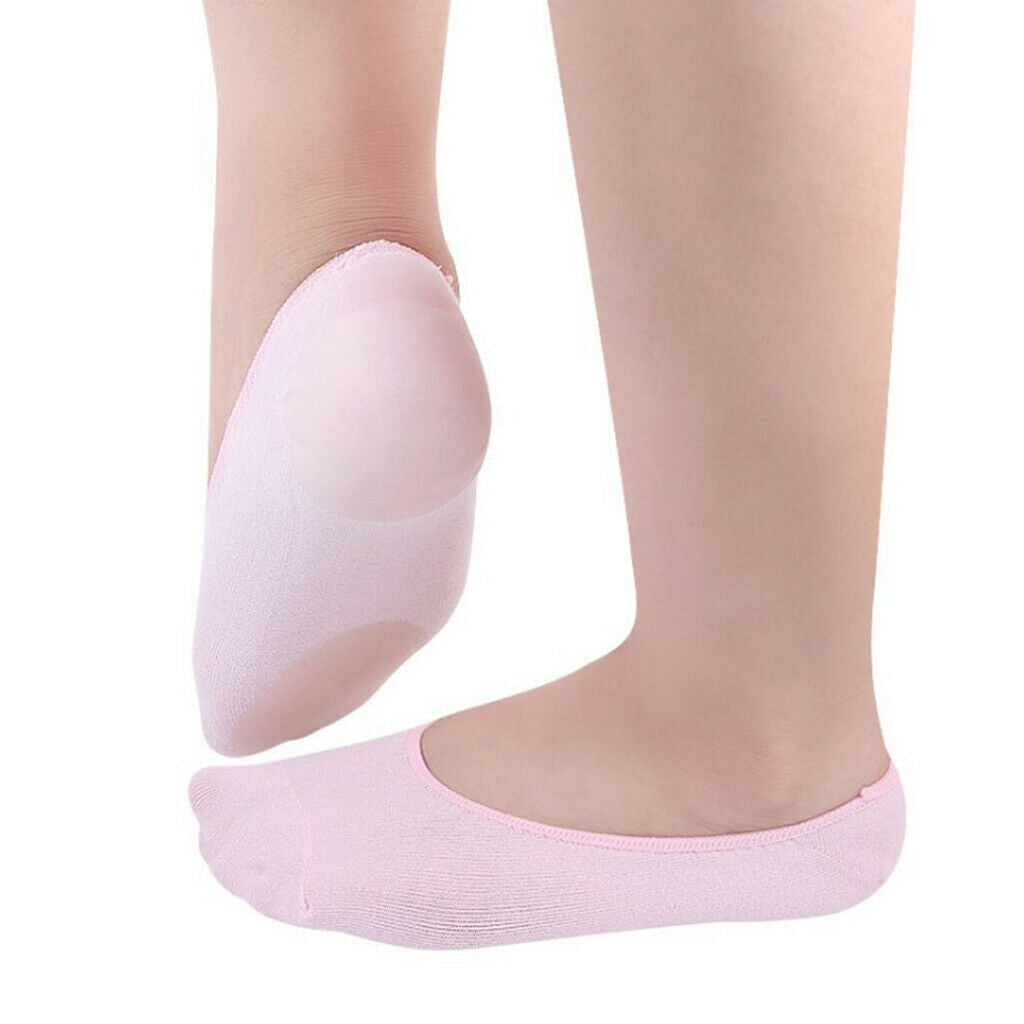 2 Pairs Soft Spa Gel Socks Repair Cracked Foot Protector Women Black+Pink
