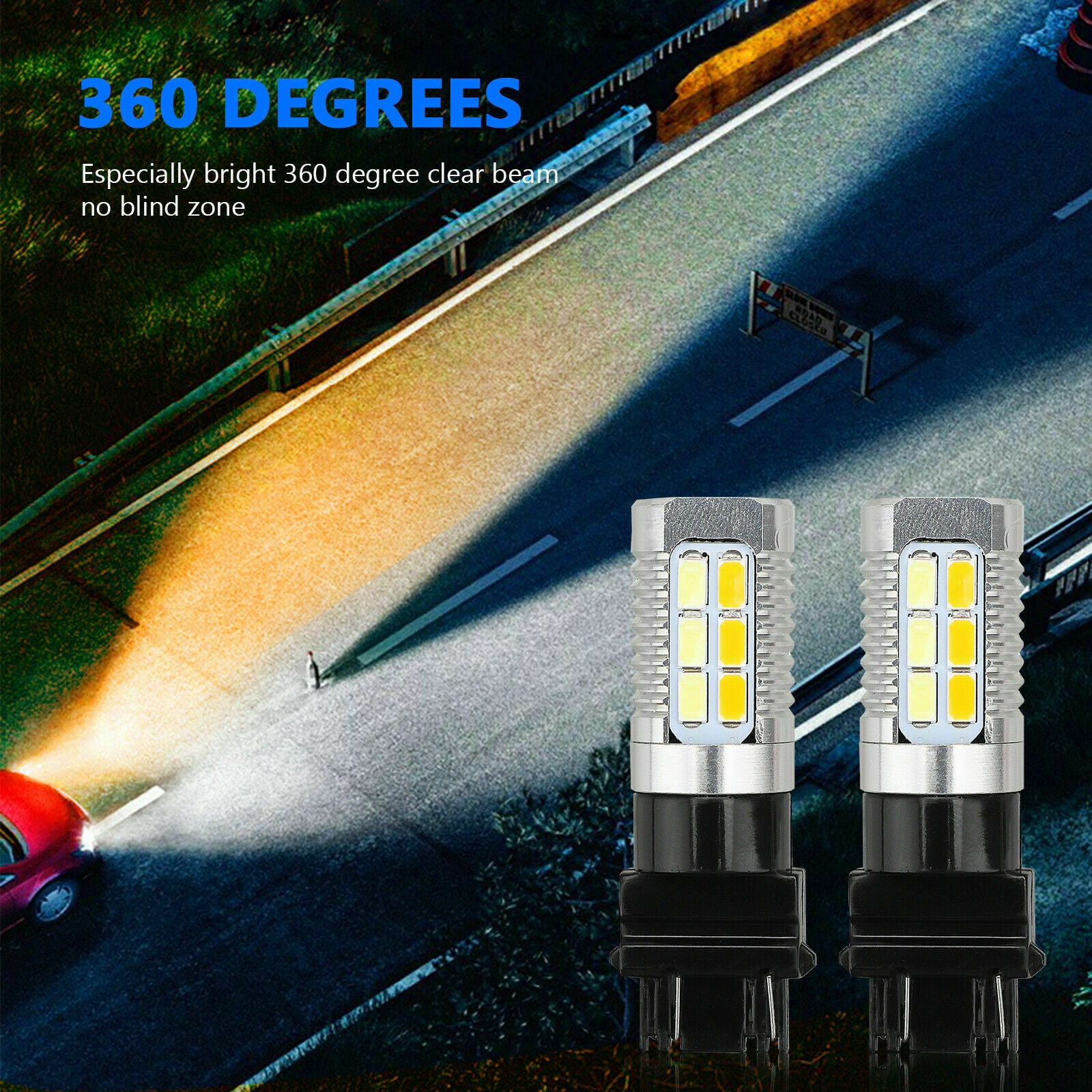 2X 3157 3757 Switchback 22LED High Power Turn Signal Lamp Light Bulb Amber/White