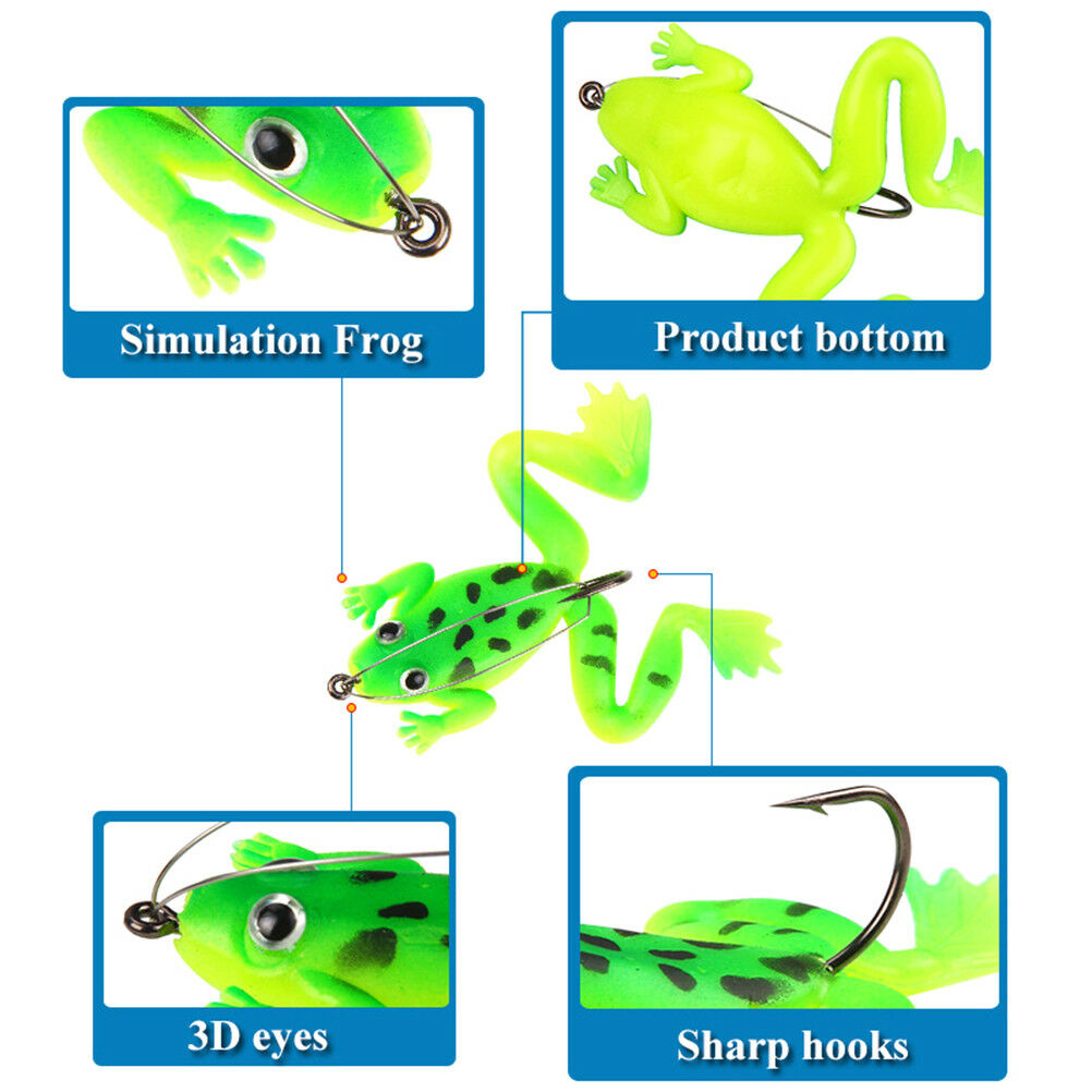 4x Artificial Frog Premium Soft Bait 60mm 5.2g Silicone Bionic Fishing Bai.l8