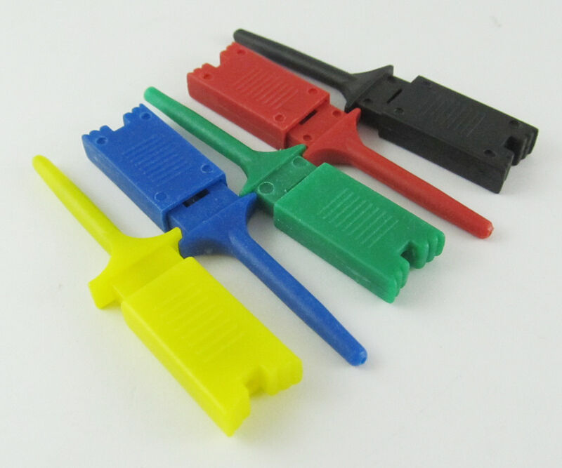 1set 5 Colors Grabbers Probes SMD SMT IC Test Hook Clip Flat Small Size 49mm