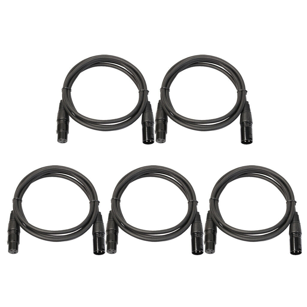 5xXLR Microphone Cable 3-Pin XLR Male to Female Cable Mic Cords Patch Cables