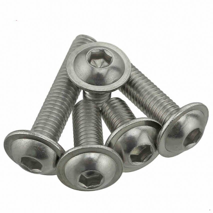 10PCS M6 x 12 A2 304 STAINLESS HEX SOCKET FLANGED BUTTON HEAD ALLEN BOLTS SCREWS