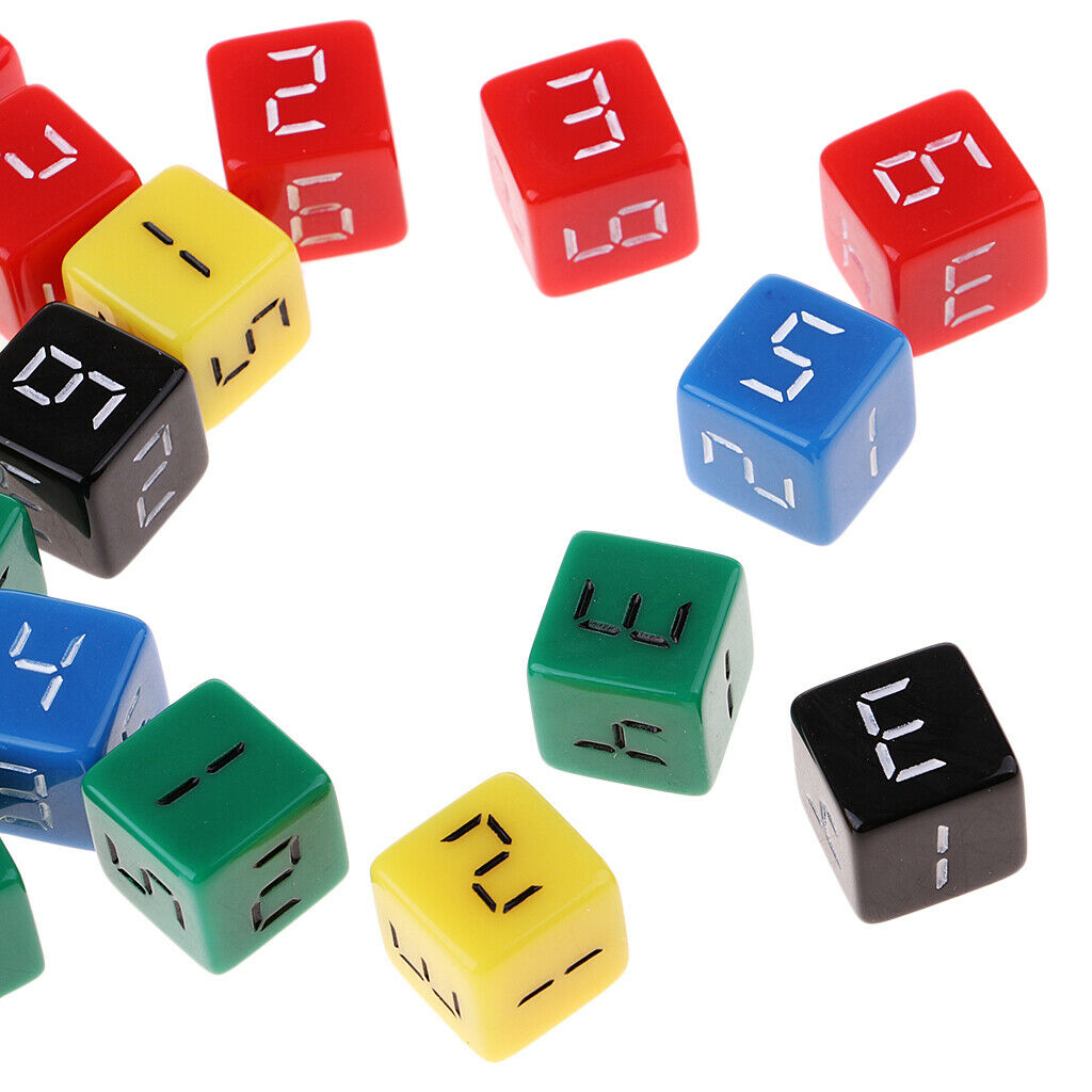 25Pcs Colorful 6 Side 1-6 Digital Dice Set for Kids Math MTG DND Board Game