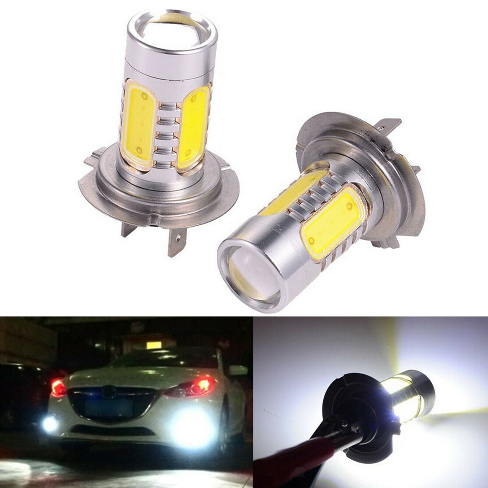 H7 7.5W LED Fog Light Bulb 2x 12V DC 6500K-7000K White Light for Truck