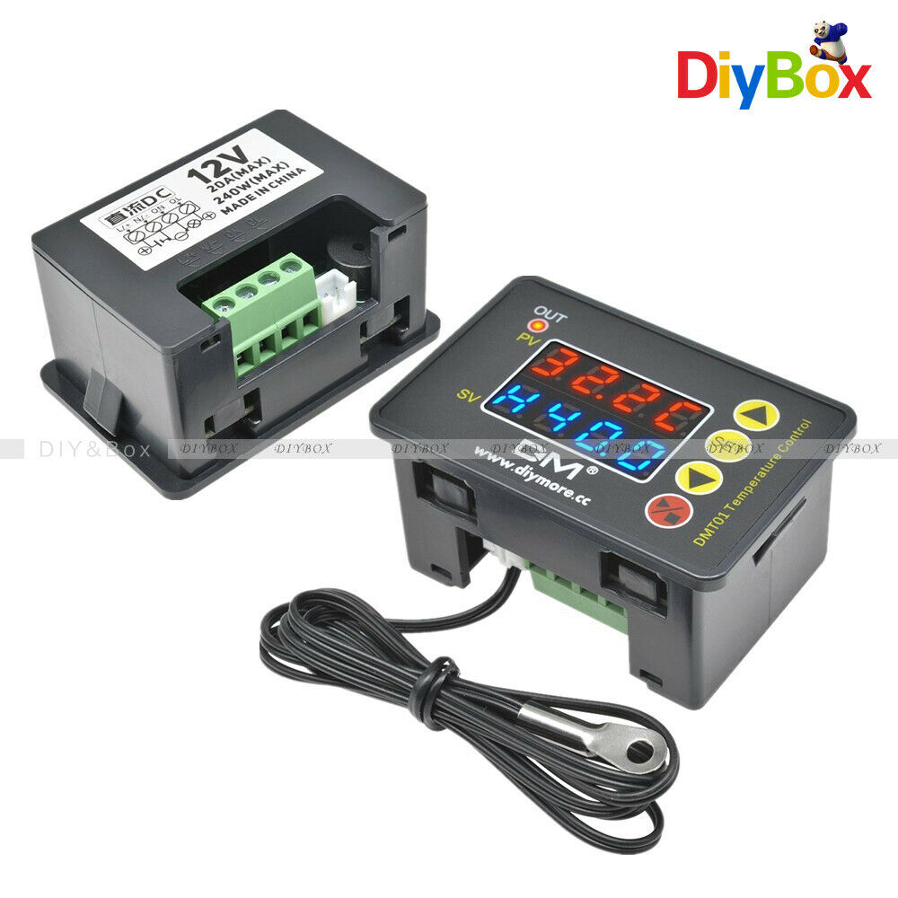 DC12V Red Blue Digital Thermostat Temperature Controller Microcomputer w/ Sensor