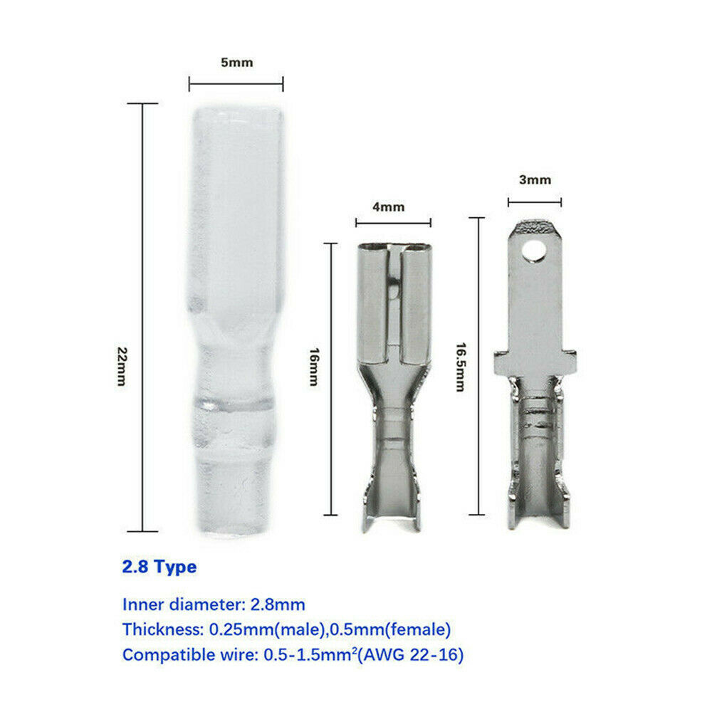 315PCS 2.8mm/4.8mm/6.3mm Female Male Spade Connectors Wire Crimp Splice Terminal