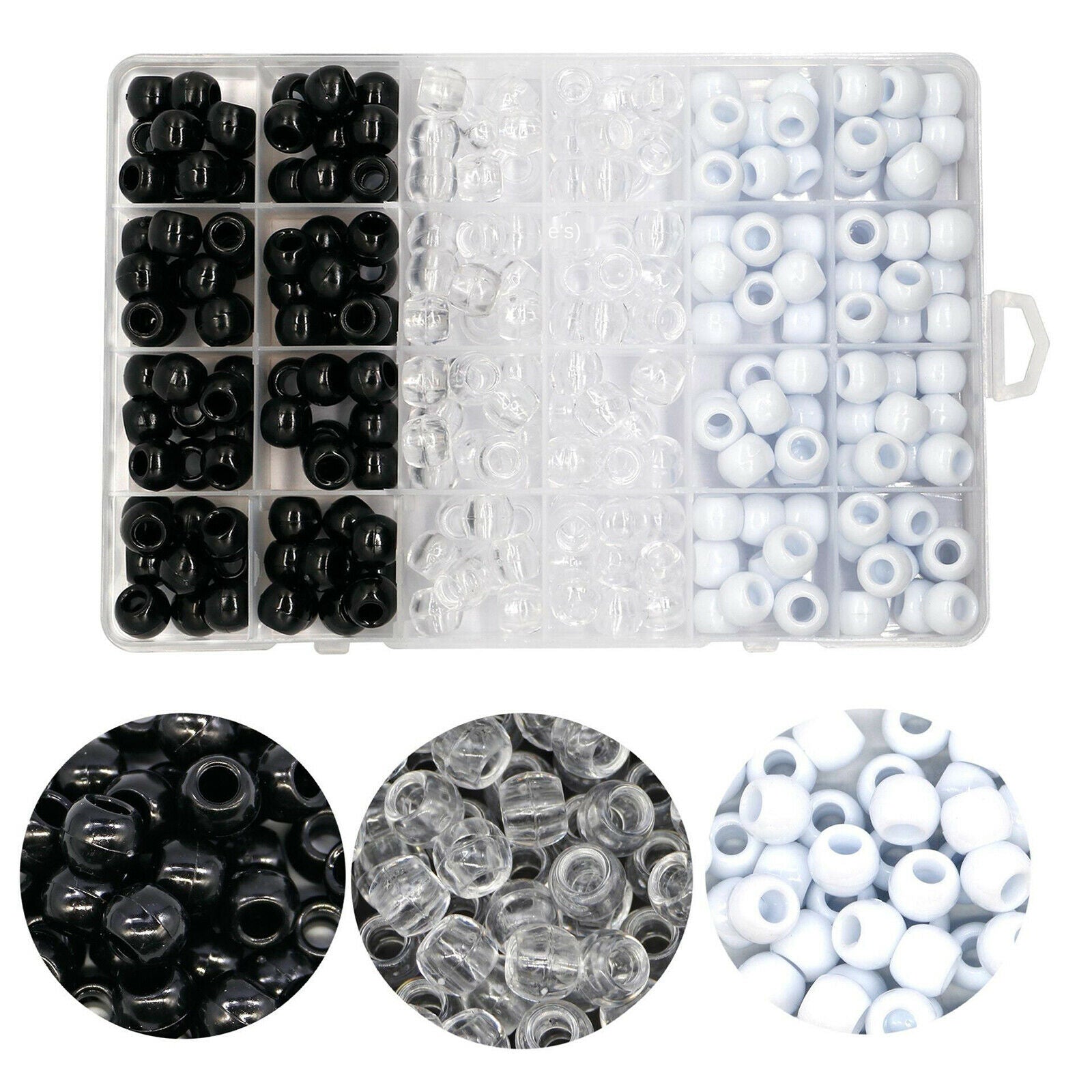 240Pcs Pony Braid Hair Beads with Box for DIY Jewelry Del