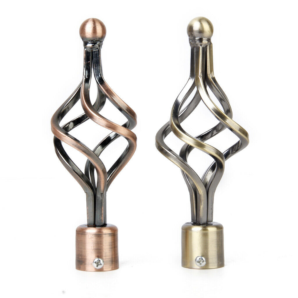 2Pcs Window Curtain Rod End Drapery Pole Rail Decorative Heads Twist#Copper