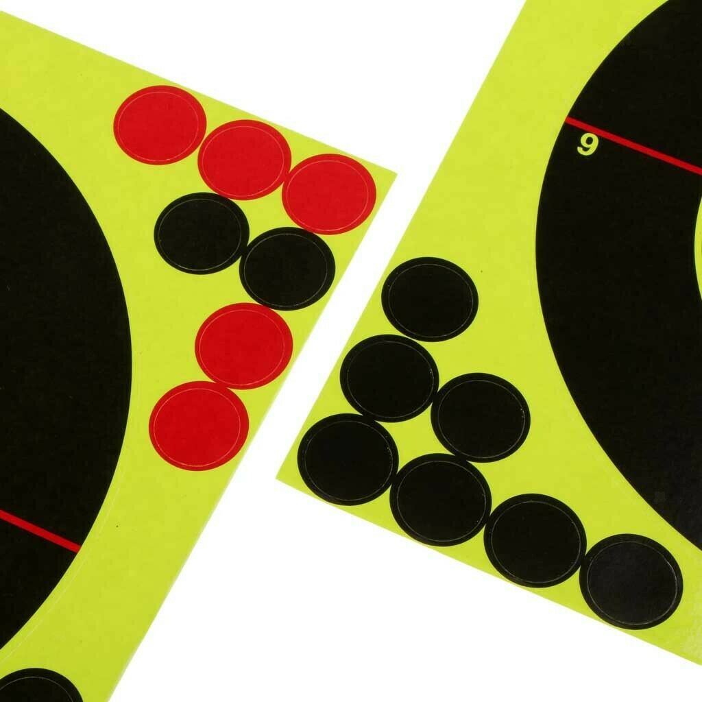 10 Sheet Shooting Targets - 8 Inch Self Adhesive Paper Reactive Targets Stickers
