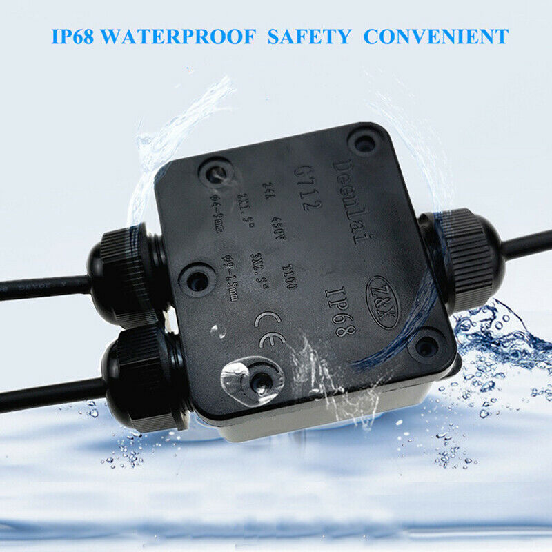 3 Way IP68 Waterproof Electrical Junction Box Cable Wire Line Connector Outdoor