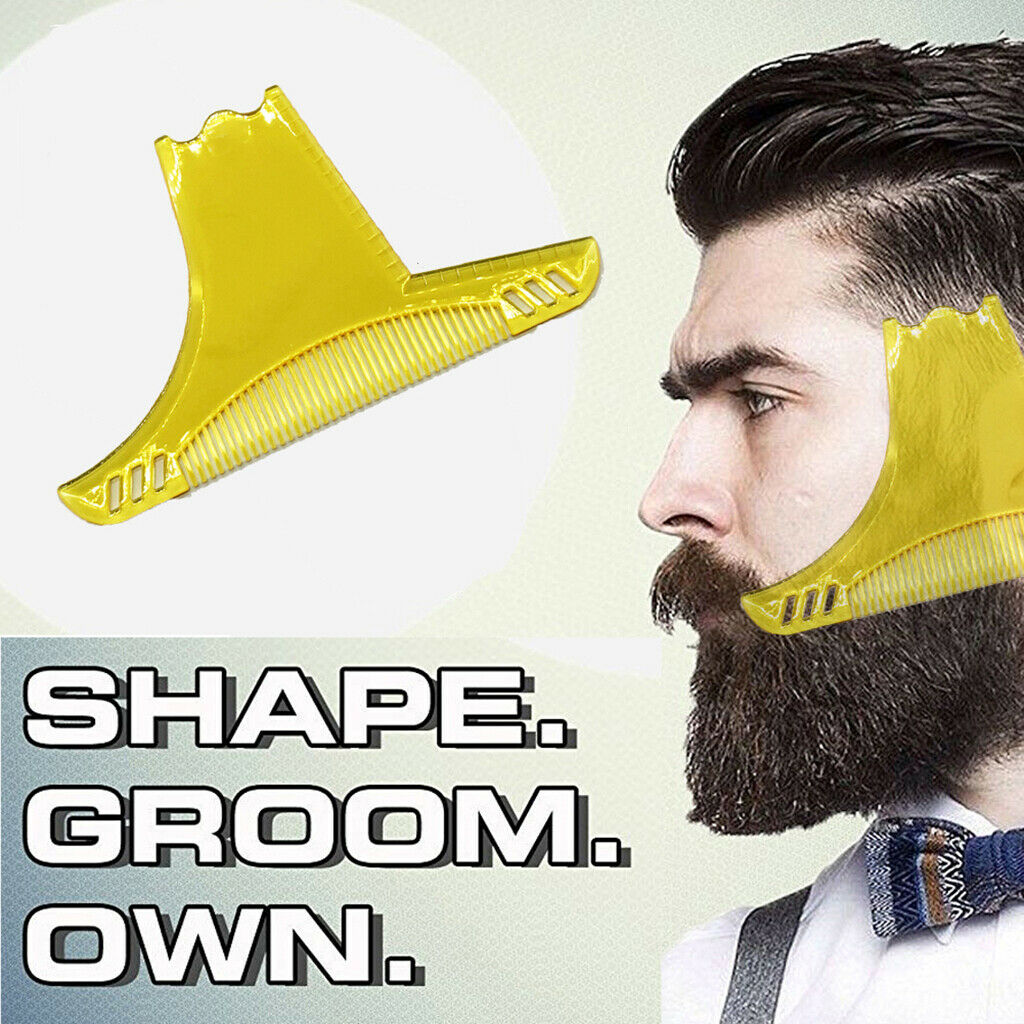 Beard Shaping Template w/Inbuilt Comb Beard Combs Facial Hair Care Yellow