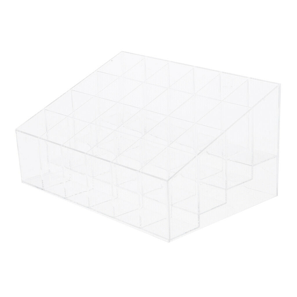 Clear Acrylic Makeup 24 Slot Lipstick Nail Polish Holder Stand Organizer