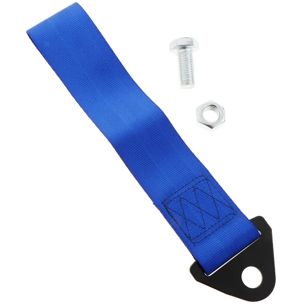 Durable Car Auto Tow Strap Set Front/Rear Bumper Hook Blue