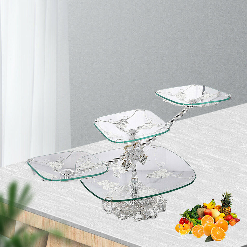 Square European Tempered Glass Fruit Tray Snack Serving Bowl Storage Plate