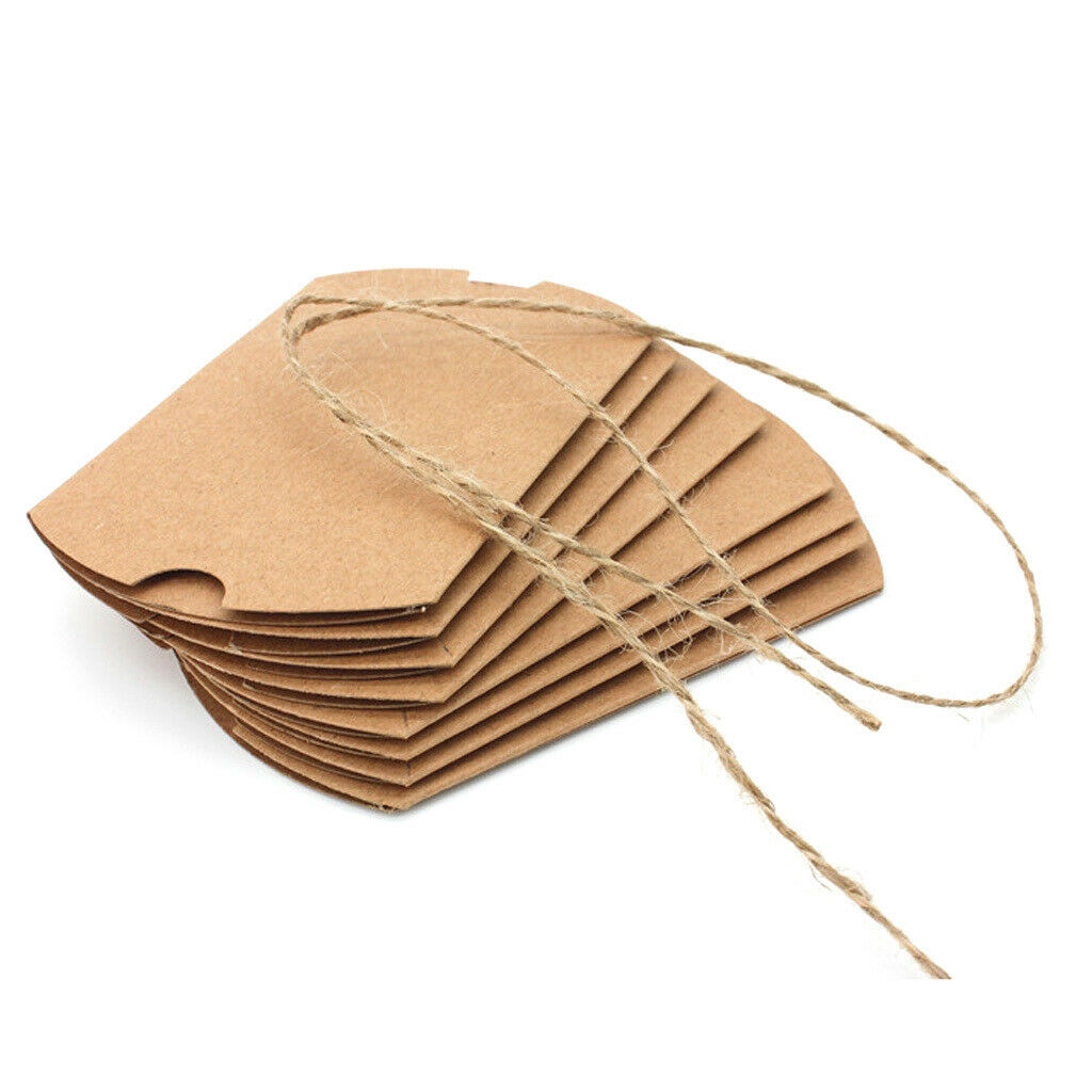 Wholesale 50 Brown Shabby Rustic Sweets Candy Gift Pillow Boxes Party Favor