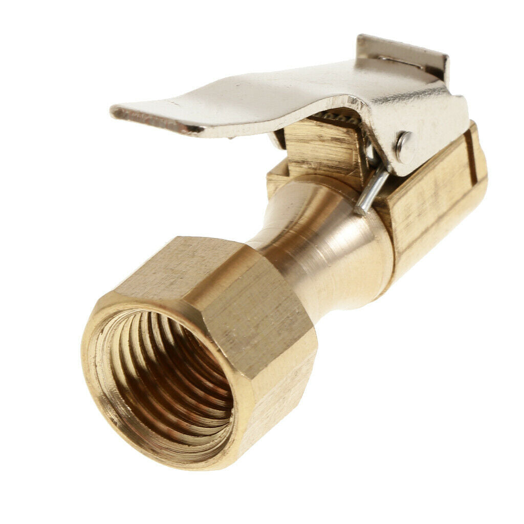 1Pcs 1/4" NPT Straight Brass Lock-on Tire Inflator Air Chuck Female Chuck w/Clip