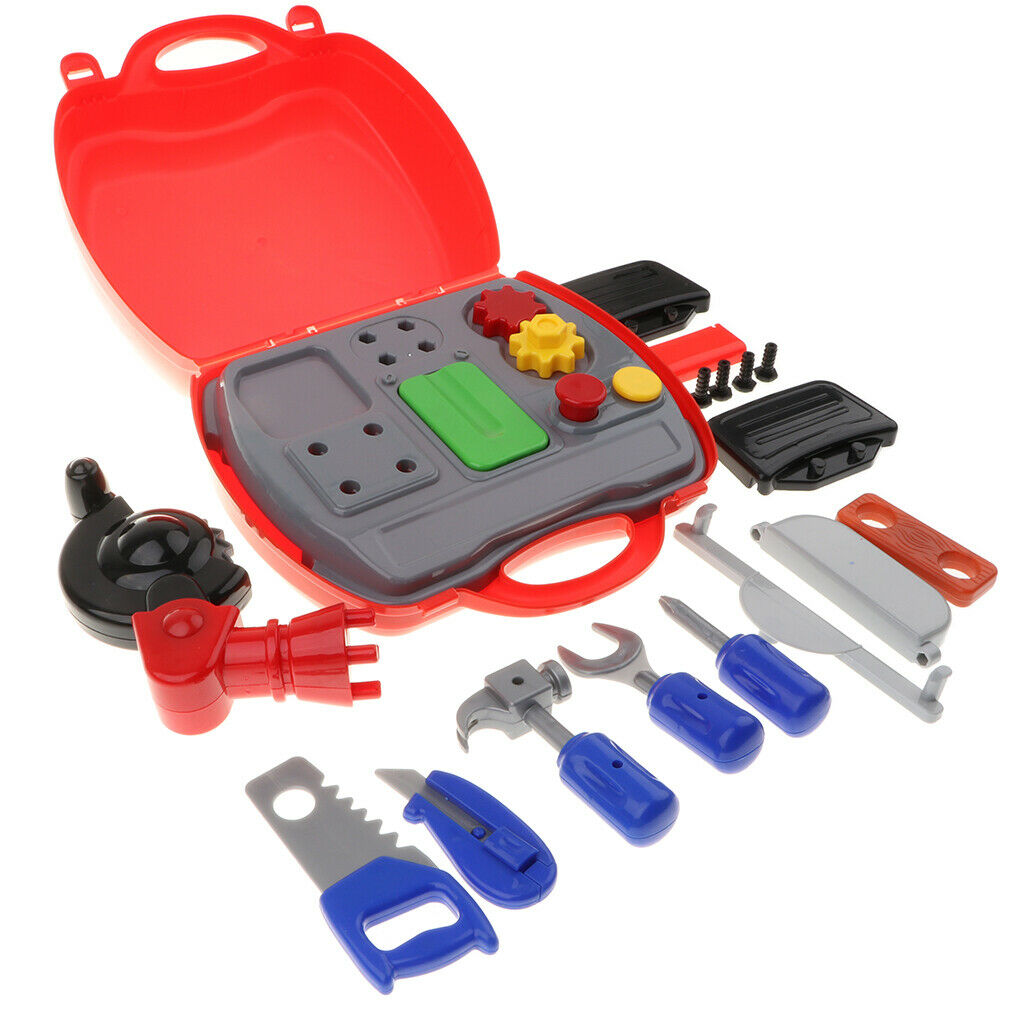 19Pcs Construction Tool Playset with Suitcase - Kids Children Pretend Play Early