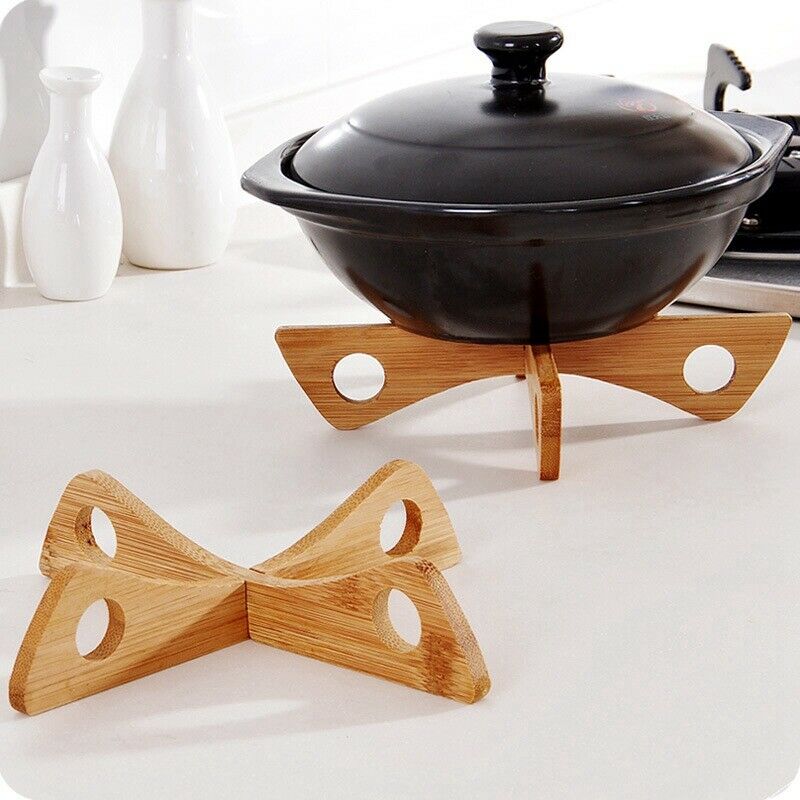 Bamboo Cross Tray Holder Pot Soup Bowl Mat Wood Bamboo Organizer Hot Pot .l8