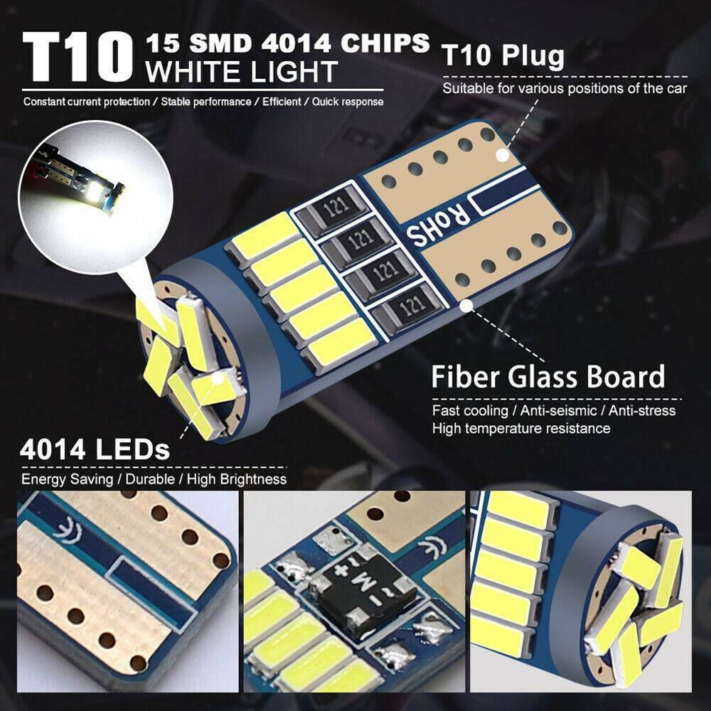 10* T10 LED Canbus Error Free Bulb 15SMD 194 W5W Car Wedge Lamp Dome-Map Light b