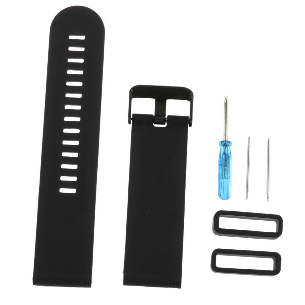 For Suunto  Watch Soft Silicon Wrist Band Strap & Clasp 25mm Black