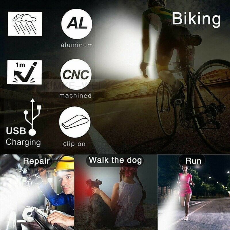 2x LED USB Rechargeable Cycling Bicycle Bike Head Front Rear Tail Light Lamp Set