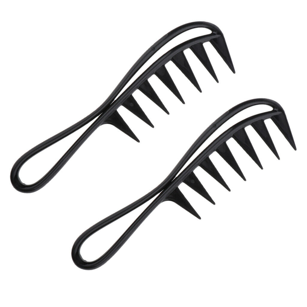 2Pcs Antistatic Wide Tooth Hair Combs Shark-Tooth Barber Hairdressing Comb