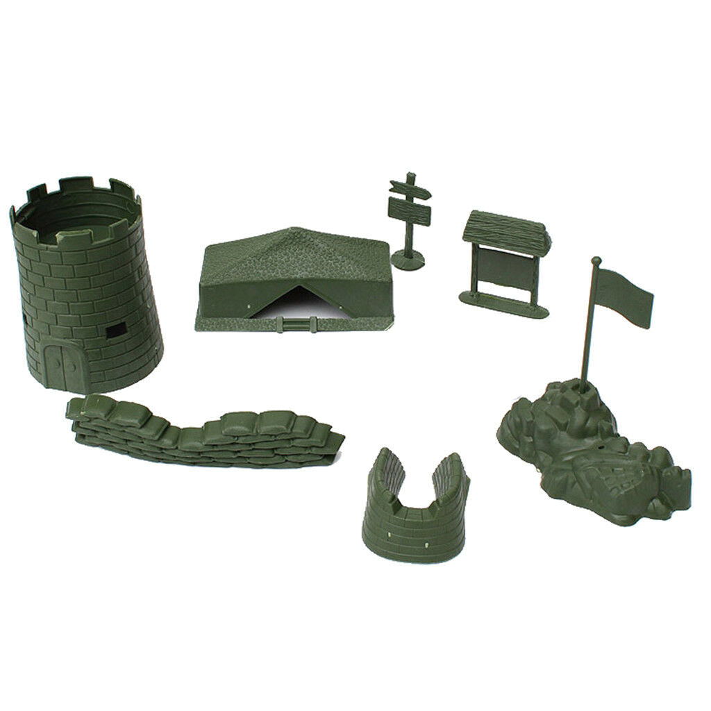 Plastic   Base Playset Army Men Soldiers Accs - 7pcs Castle Buliding