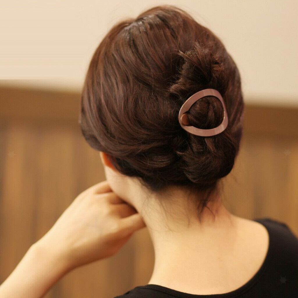 2 Pieces Women Plastic Hair Updo Clip Bun Maker Barrette - Brown, as described