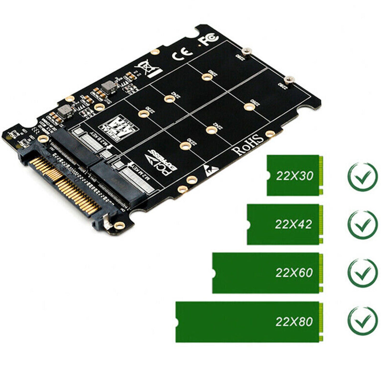 1X(M.2 Ssd To U.2 Adapter 2In1 M.2 Nvme And Sata-Bus Ngff Ssd To Pci-E U.2 B3N4