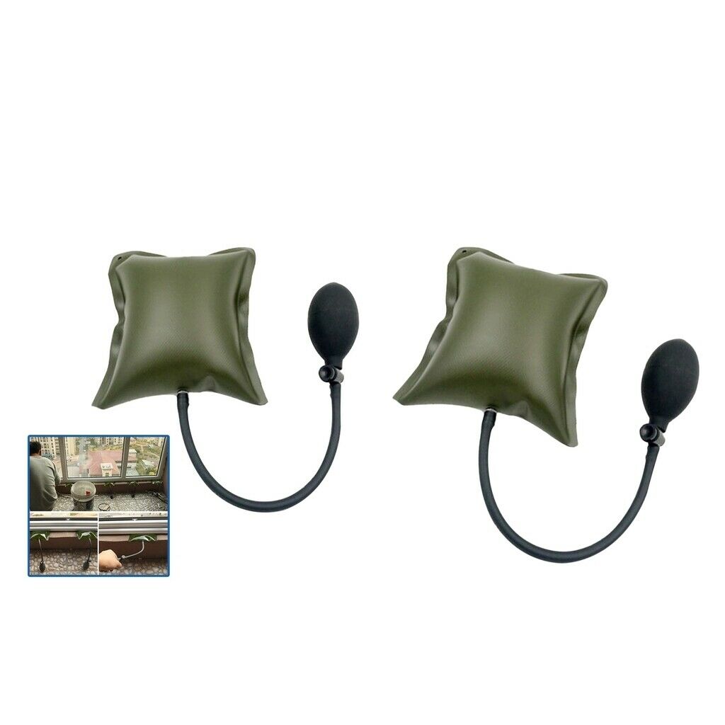 2pcs Adjustable Inflatable Air Bag Wedge Shim Pump Car Door Window Tool Green