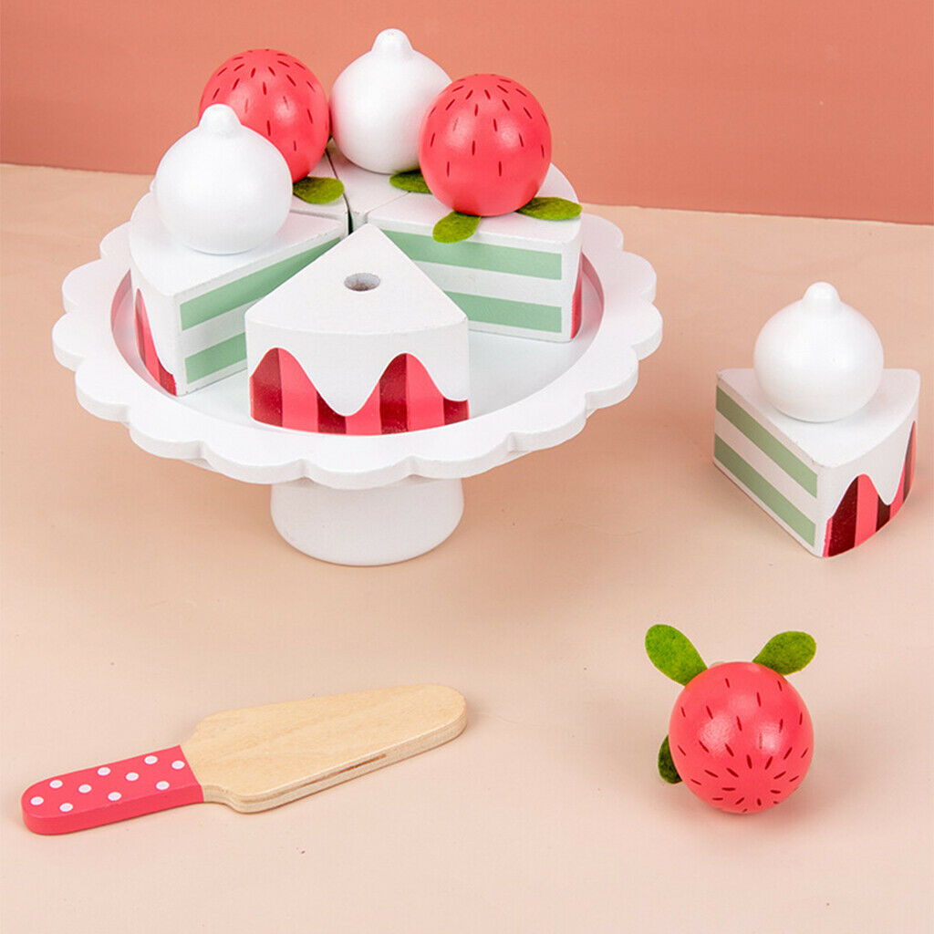Wooden Play Food Pretend Cake Toys for Kids Boys Girls 4-6 Play Fun