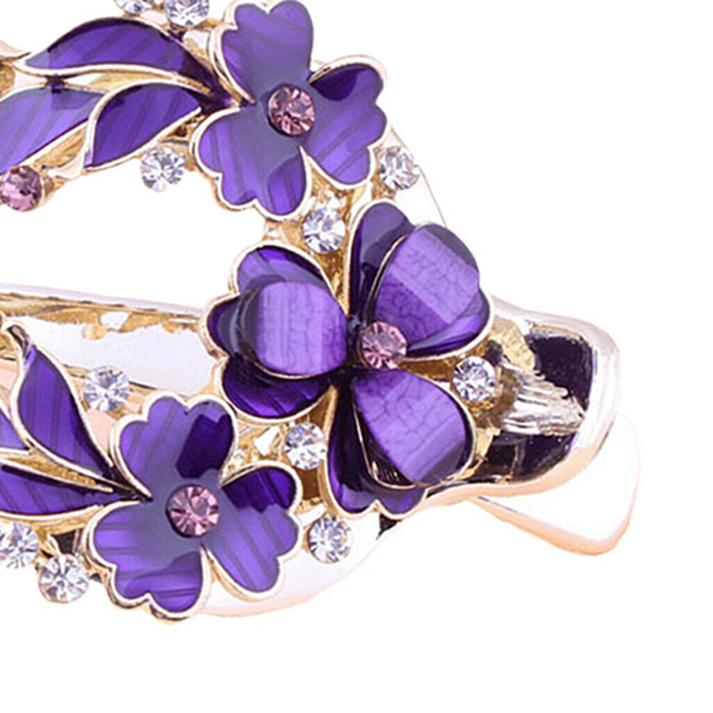 2pcs Lady Strong Floral Hair Clip Crystal Thin Hair Pin Clamp Hair Jewelry