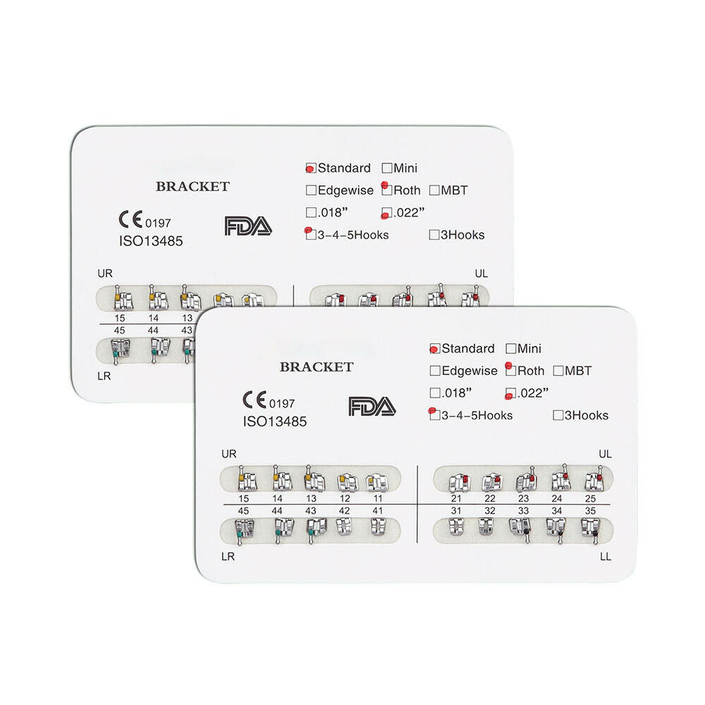 20 Packs AZDENT Dental Orthodontic Bracket Braces Standard Roth .022 Hooks 3-4-5